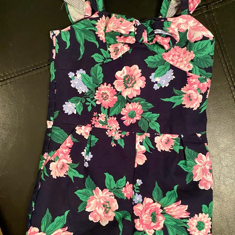Janie and Jack Navy Floral Romper & Ivory Blouse Bundle 🧺 3T